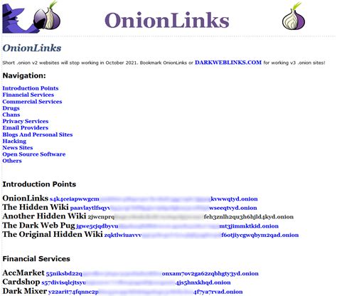 List of .onion links .